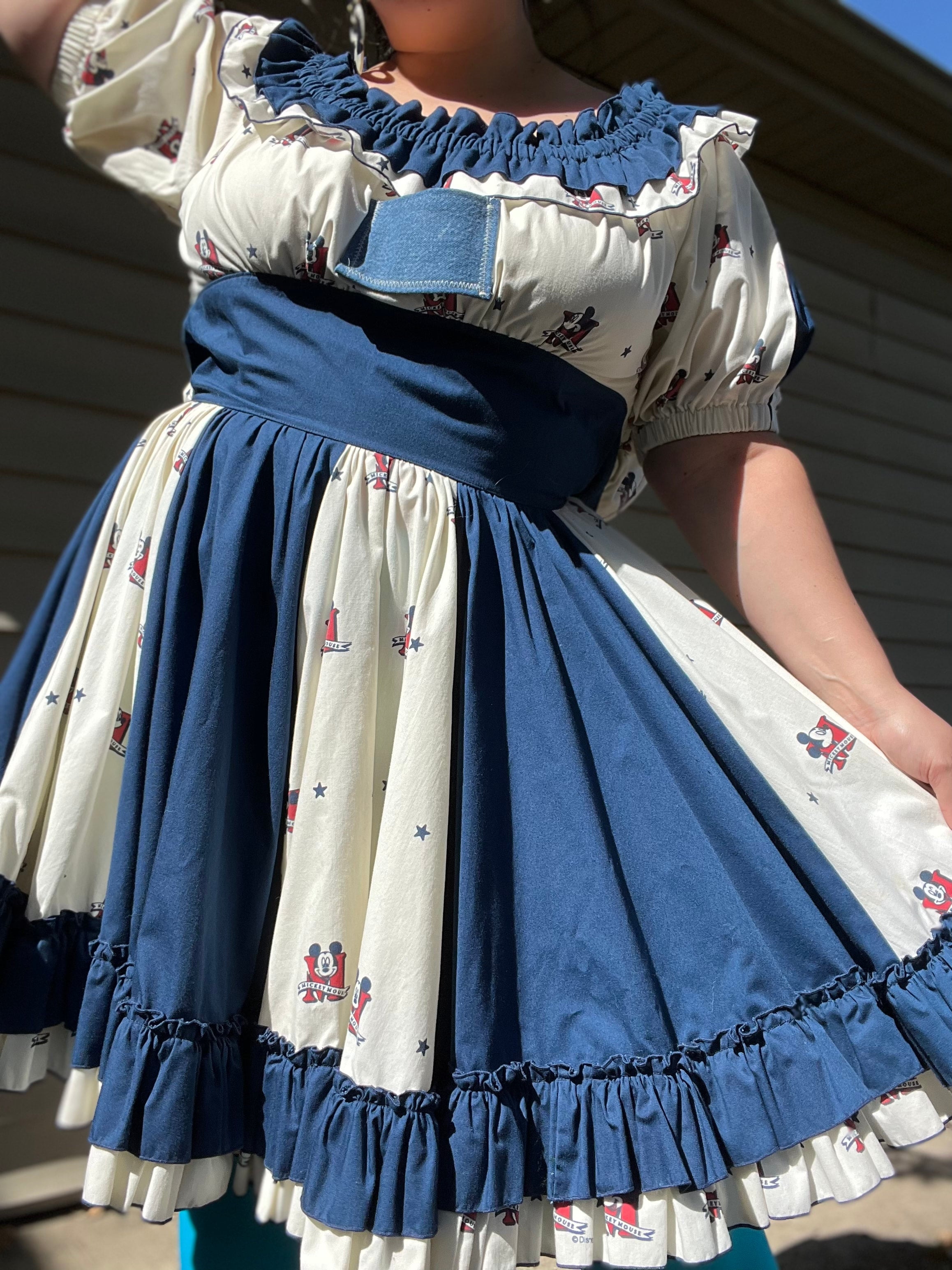 VINTAGE MICKEY MOUSE SQUARE DANCE DRESS L