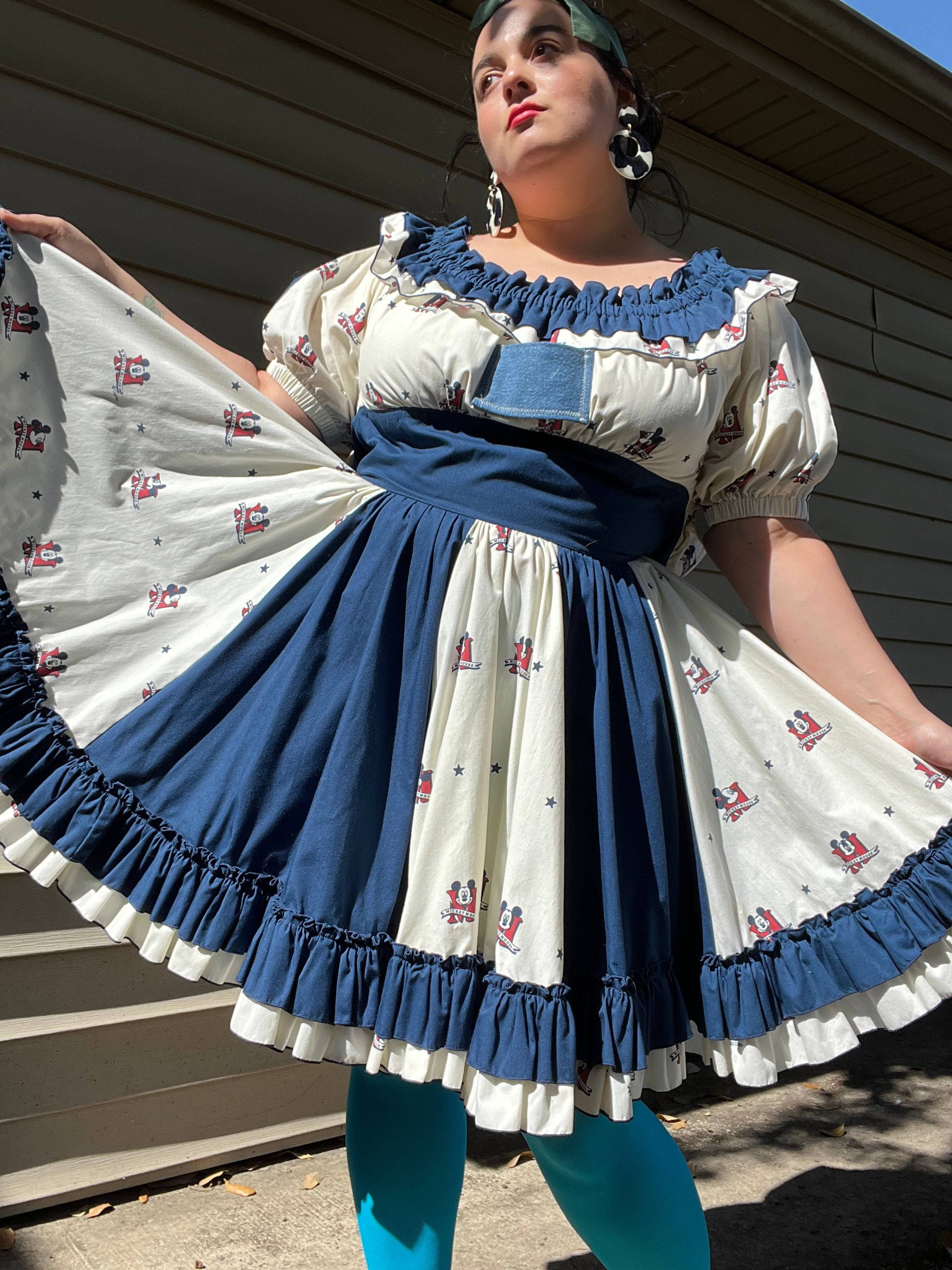 VINTAGE MICKEY MOUSE SQUARE DANCE DRESS L wild texas thrifts